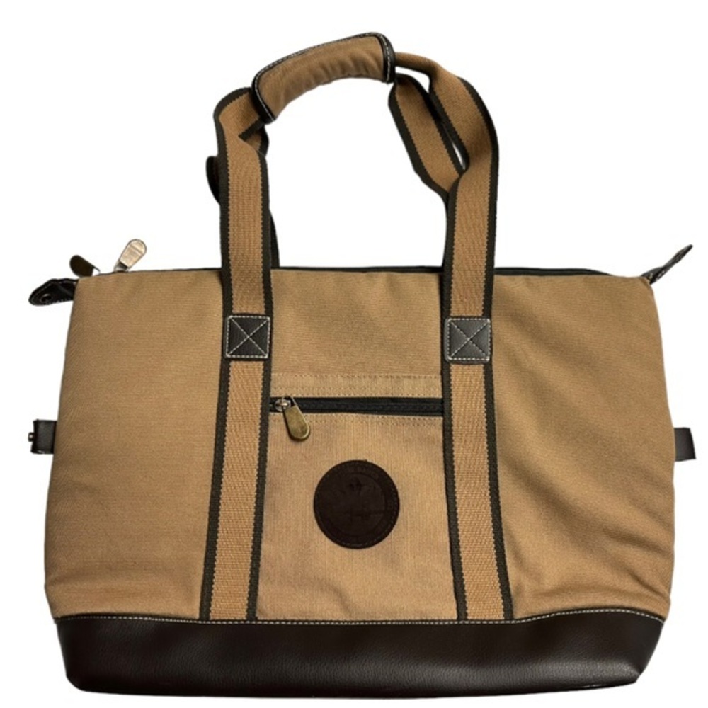 Eddie Bauer Canvas‎ Exterior Plastic Interior Tote 13x14.5x5" Brown Tan